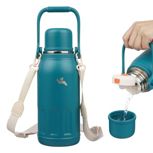 Image of Konokyo 40oz Thermos for Cold Drinks, Insulated Water Bottle, Lake Blue