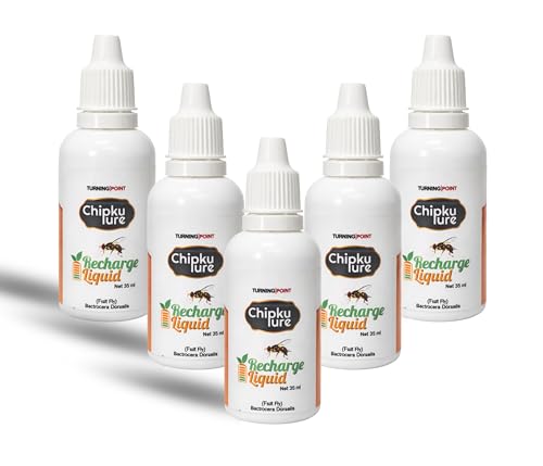 Image of Chipku - Fruit Fly Liquid 25ml Pack of 5 Bactocera Dorsalis attractant Recharge Liquid Methyl Eugenol, Long Lasting 100% Organic, Easy to Use for Mango, Papaya, Spota, Guava, Pomegranate, Sweet Fruit