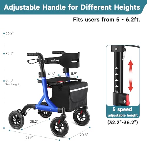 Image of MAXWALK Foldable Rollator Walker for Seniors with Seat, 18 lb Lightweight