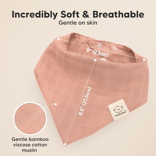 8-Pack Muslin Baby Bibs for Boys, Girls - Muslin Bandana Drool Bibs for Baby Girl & Boy, Drooling Newborn, Teething Toddler, Infant 0-36 Months, 100% Cotton Extra Absorbent & Soft (Dew)3