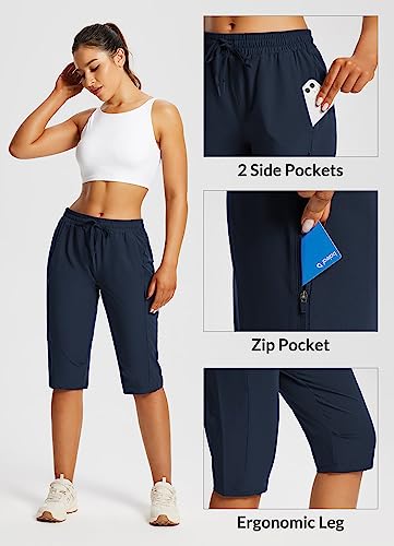 BALEAF Short feminino longo de 38 cm abaixo do joelho, capri para caminhadas, leve, secagem rápida,