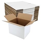 40 Pack 8x6x6 Inches Small Shipping Boxes, White Corrugated Cardboard Box for Packaging Small Business, Mailing and Moving