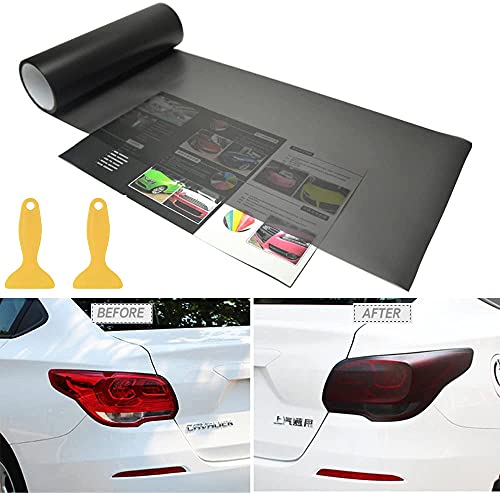 AULTIS Voiture Phare Film Teintant Autocollant,400cm*30cm Autocollant de Feux de Phare Noir Mat avec Conception Auto-adhésive et Outils pour Phare de feu arrière de Voiture Cover