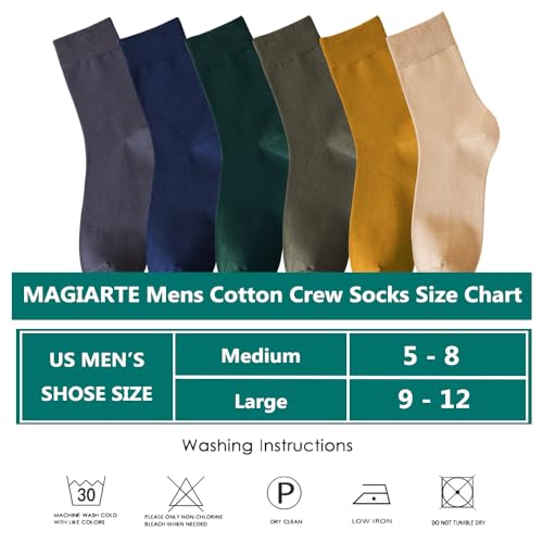 MAGIARTE Mens Dress Socks Combed Anti-pilling Cotton Calf Length Moisture Wicking odor Control Casual Crew Socks for Men