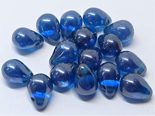 40 (pcs) x 9 mm en verre tchèque en forme de larme...