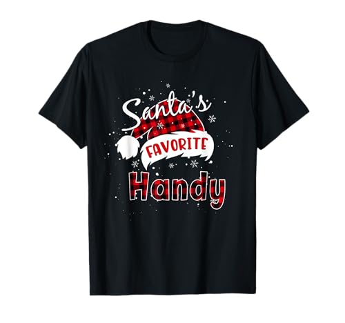 Funny Santa Favorite Handy Christmas Plaid Buffalo Xmas Camiseta