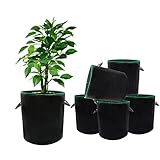Herbst 5 Stück 40L Pflanzsäcke aus Vliesstoff, Verdickung Pflanzsack mit Griffe Pflanztasche Pflanzgefäß für Kartoffeln, Tomaten und Erdbeeren