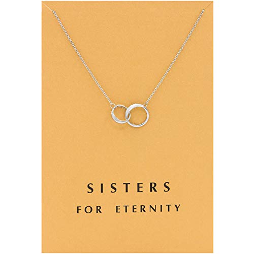 Zealmer Double Link Necklace Friendship Pendent Rings Chain with Message Card as Gift