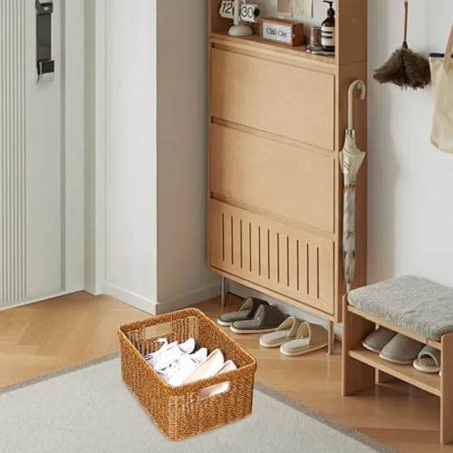Panier en osier rustique renforcé Gcroet d'une grande capacité