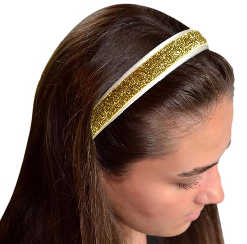 Funny Girl Designs Girls Satin and Glitter Arch Headband (Gold)