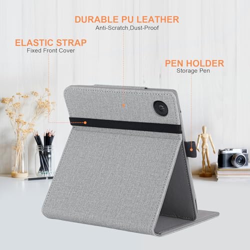 for Kobo Libra Colour Case with Pen Holder,Sleep Cover for Kobo Libra 2 Case with Hand Strap,Gray