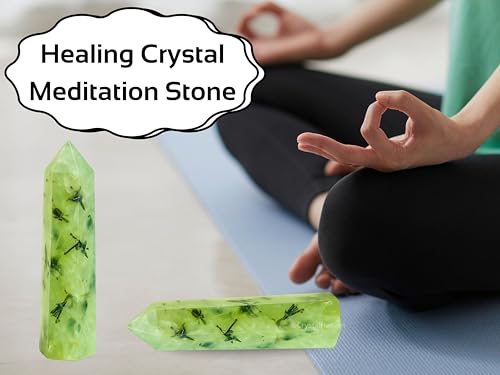 Image of Crystal Heaven Prehnite Crystal Tower Obelisk Point For Chakra, Healing And Balancing - Aaa Grade Original Certified Gemstone Agate For Reiki Meditation Yoga Spiritual (3-4 Inches)