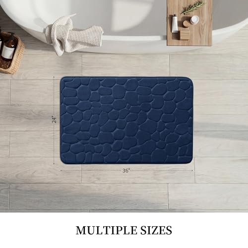 YIHOUSE Memory Foam Bath Mat Cobblestone Bathroom Rugs Super Water Absorbent Bath Mats for Bathroom Machine Washable Bath Rugs(24 x 36,Dark Blue) - image 5