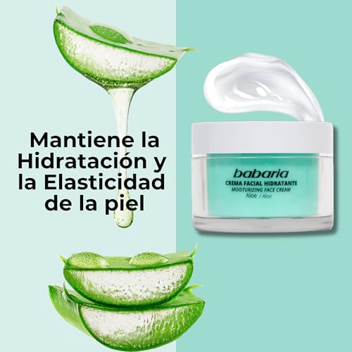 Miniatura 3 de Babaria - Crema Hidratante Facial Mujer 24h | Crema Facial Hidratante Vegana con Aloe Vera 100% Puro y Vitamina E | Antiarrugas, Antiedad y Regeneradora | 50 ml