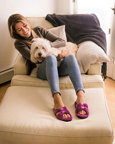 isotoner womens Microterry Satin X-slide slippers, Ultraviolet, 9.5-10 US | Image 5