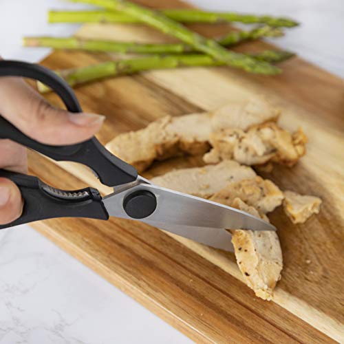 Rae Dunn Kitchen Scissors- Stainless Steel Kitchen Shears, Cooking Scissors For Cutting Meat, Chicken, Herbs And Produce With Blade Cover And Soft Grip Handles (Black) #TOP5