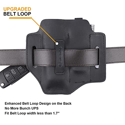 Gentlestache Multitool Leather Sheath Organizer With Pen And Flashlight Holder And Keychain Clip, Practical Belt Pouch For Edc Gears #TOP2