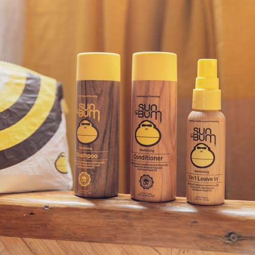 Image of Sun Bum Hair Care Travel Essentials Kit - Revitalize Your Hair With Revitalizing Shampoo, Conditioner, and 3-in-1 Leave In Treatment - Includes Aloha Collection Travel Pouch