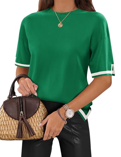 Image of Zeagoo Womens Knit Short Sleeve Tops Summer Pullover Blouse Basic Casual Shirt