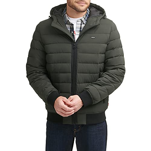 Image of Levi's Men's Hooded Quilted Heavyweight Bomber Jacket