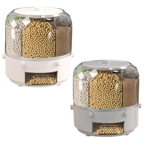Almacenamiento de arroz y alimentos giratorios en dispensador de cereal blanco 3