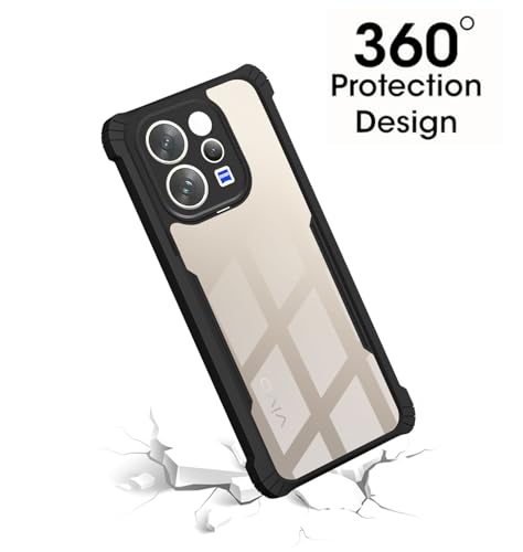 Image of Polycarbonate Crystal Clear Back Cover Case for Vivo V70 Elite 5G | 360 Degree Protection | Shock Proof Design | Transparent Back Cover for Vivo V70 Elite 5G - Black Bumper