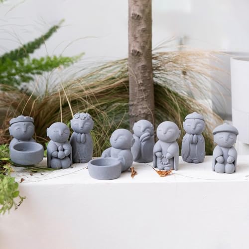 Image of Buddha Statues with Candle Holder Zen Monk Candle Holder Zen Monk Buddha Statue Praying Sculptures Ornament for Wealth Good Luck Feng Shui Decor Home Office Car Decoration