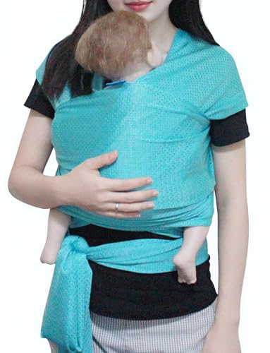 Image of Vlokup Baby Wrap Sling Carrier for Newborn, Infant, Toddler, Kid | Breathable Lightweight Stretch Mesh Water Sling | Nice for Summer, Pool, Beach, Swimming | Perfect Shower Gift Bluishgreen