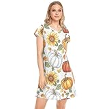 CHIFIGNO Damen-Nachthemd, kurzärmelig, Pyjama, Kleid, lässiges...