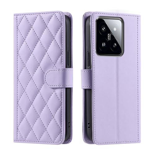 Lucyliy Compatible for Xiaomi 14 Case,Compatible with Xiaomi 14 Phone Case Flip Pu Leather Cover Purple