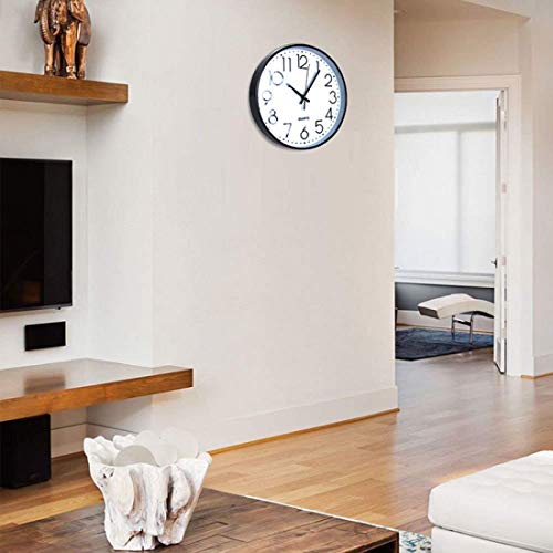 Tosnail 12 Inch Large Non Ticking Wall Clock, Round Silent Battery Operated Wall Clock for Living Room, Bathroom, Bedroom, Kitchen, Office Wall Decor - Modern Black Frame - Thumbnail 4