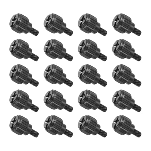 sourcing map 20 Pcs M3x6mm PC Computer Case Thumbscrews, Carbon Steel Nickel Plated Knurled Thumb Screws Bolts Fasteners for Computer Cover, Motherboard, Fan, Power Supply, Black