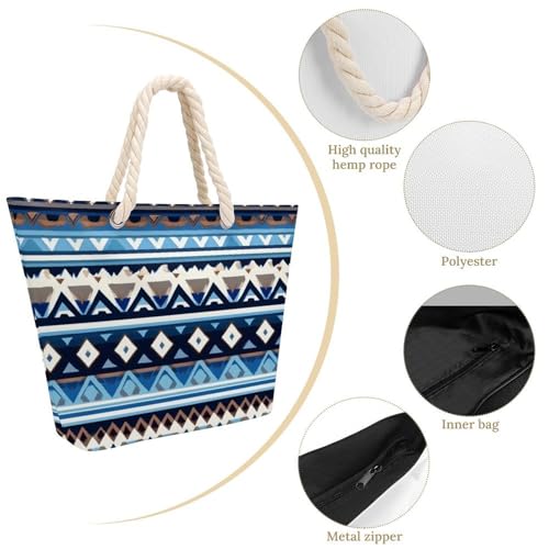 Portable Tote Bag for Women Large Shoulder Handbag Waterproof Grocery Totes with Hemp Rope for Travel Work3