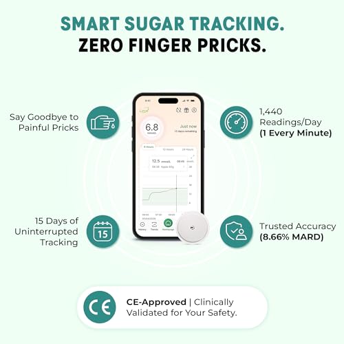 Image of LinX CGM Smart Continous Glucose Monitoring I Real time Sugar Tracking I Bluetooth Enabled | 15-Day Sensor Life | IP68 | Easy one click use I Enhance your lifestyle & optimise diet | Pack of 2