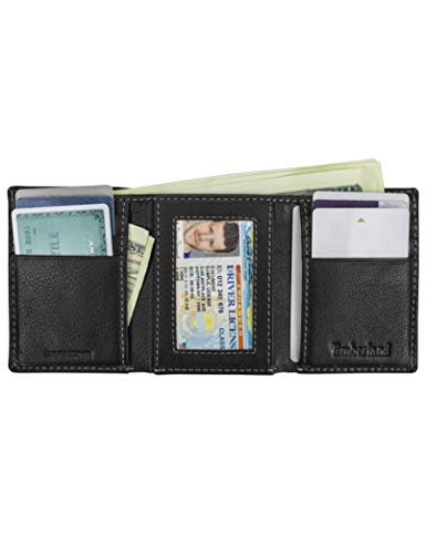 Timberland Men's Leather Trifold Wallet with Id Window Tri-Fold