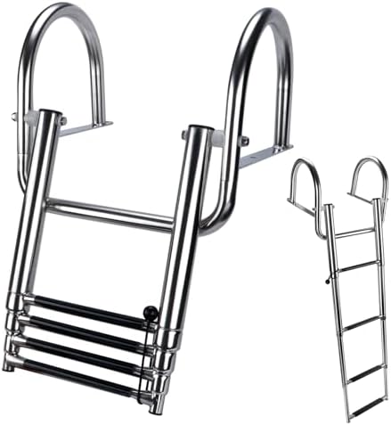 Amazon.com: Amarine 4 Step Folding Boat Ladder with Wide Steps and ...