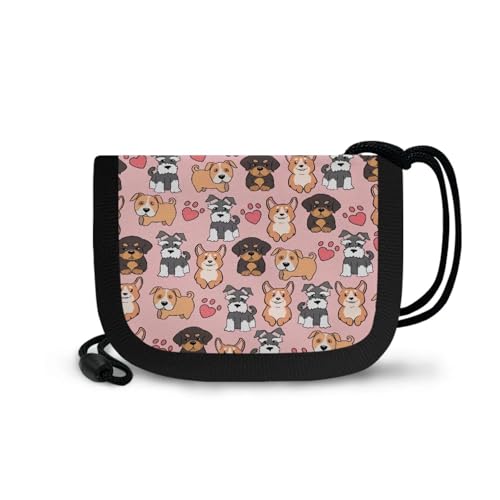 COEQINE Dog Paw Print Girls Wallet for Kids 4-6 Pink Small Coin Purse With Lanyard for Travel Birthday Trifold Novelty Wallet Front Pocket