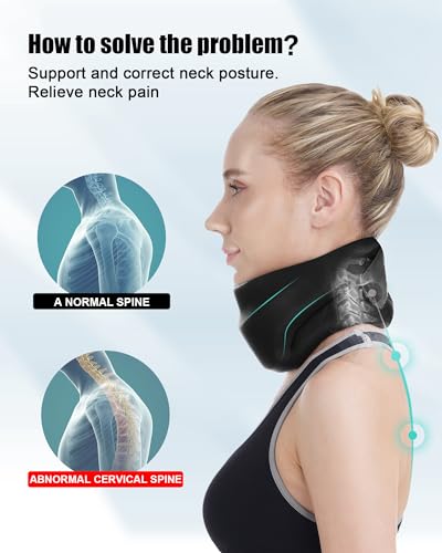 Image of Neck Brace for Sleeping - Cervical Collar Relief Neck Pain and Neck Support Soft Foam Wraps Keep Vertebrae Stable for Relief of Cervical Spine Pressure for Women & Men Jet Black Small Size