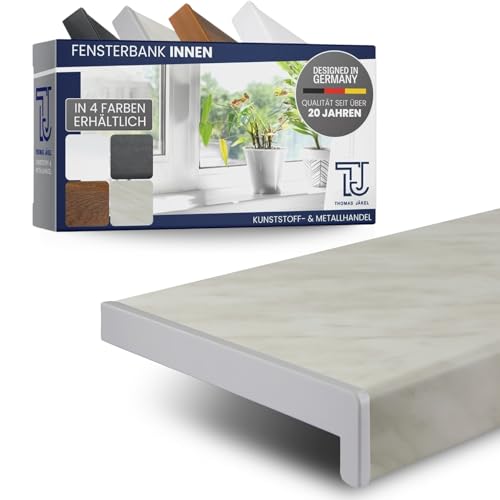 TJ Fensterbank Innen I 15 x 120 cm I Marmoroptik I hochwertige PVC Fensterbank mit Seitenabschluss I Fensterbrett kratzfest & feuchtigkeitsundurchlässig I pflegeleichter & langlebiger Fenstersims