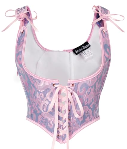 Scarlet Darkness Women's Renaissance Corset Plus Size Underbust Corset Tops Lace-up Bodice Purple Size 18