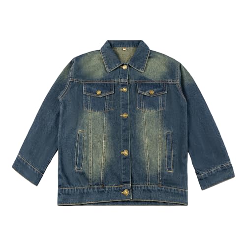 Rolanko Jeansjacke für Mädchen, Basic Trucker Jacke aus Denim Outwear...