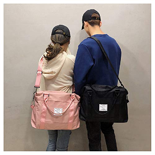 AUSTARK Sports Duffel Bag, Travel Weekender Gym Tote Bag, Large Nylon Overnight Shoulder Bag with Trolley Sleeve and Wet Pocket for Women Men (Pink)