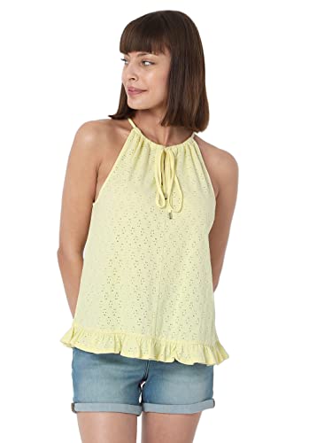 Image of Vero Moda Blue Tie-Up Neck Top