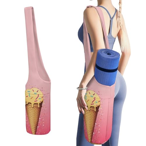 Sac de rangement en toile pour tapis de yoga - Grand format à motif crème glacée pour Pilates