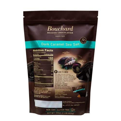 Bouchard Belgian Dark Chocolate with Caramel & Sea Salt (16 OZ / 1 LB)