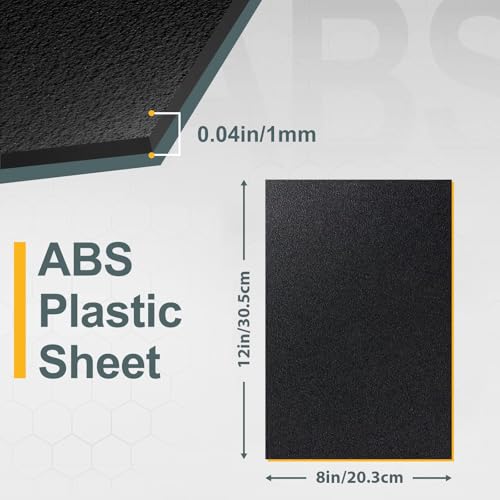 Image of Plastic Sheet 8 inch x 12 inch x 0.04 inch, Black PVC Board Flexible Moldable Impact Strength and High Tensile 1 /25 inch Thick (1mm) for Crafts Materials Home Decor and Handicrafts, Abs Plastic Sheets 6 Pack