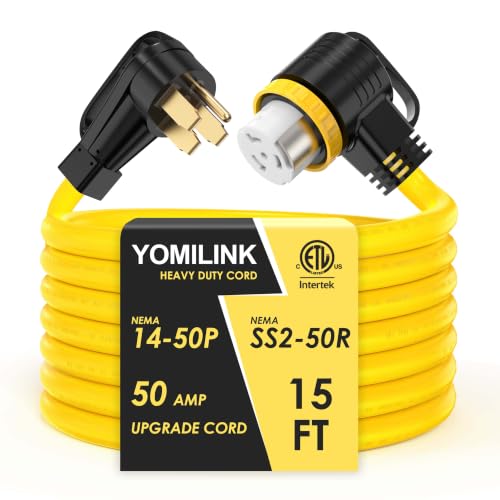 Image of YOMILINK 15 Feet 50 Amp RV /Generator Cord,NEMA 14-50P to SS2-50R Twist Lock