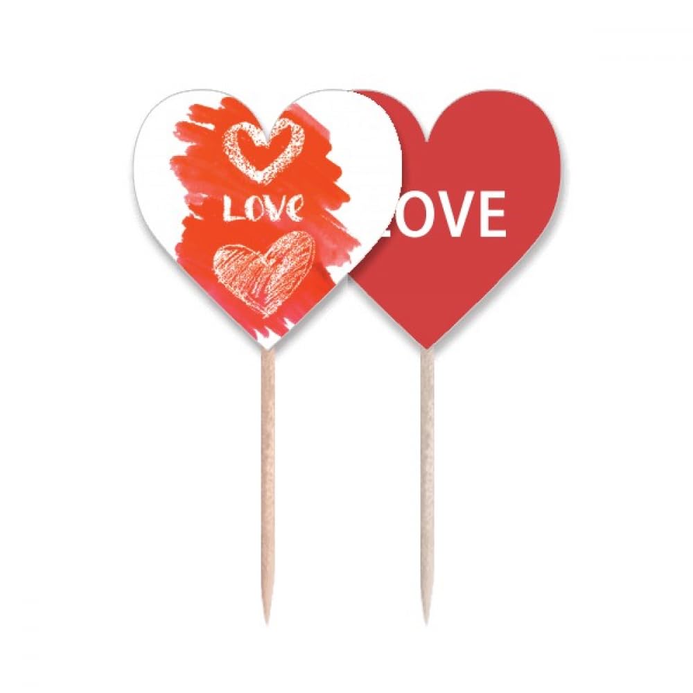 Cure-dents en forme de cœur Love You rouge pique apéritif mariage bois