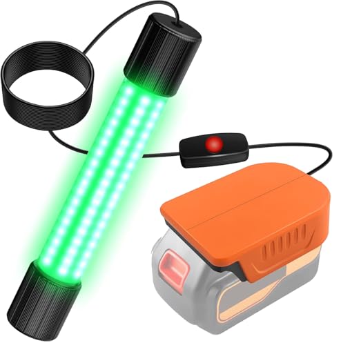 Cxhrssey 13W Underwater Green Fishing Light Compatible with Black & Decker 20V Battery Lure Bait Light Submersible Night Boat Waterproof IP68 in Freshwater and Saltwater with 16.4FT