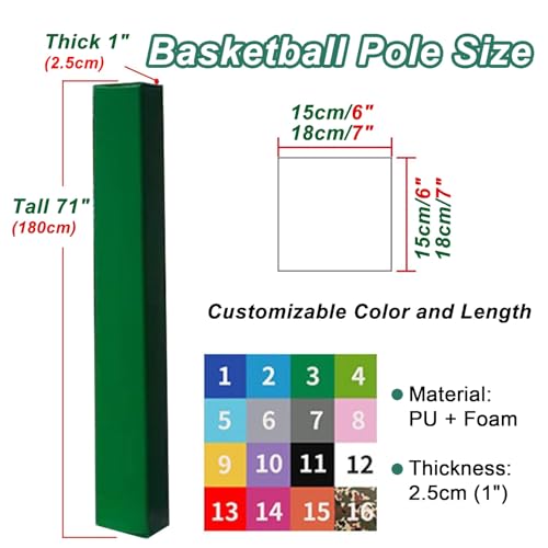 Acolchado para postes de baloncesto cuadrado y protector de espuma de 71" 4